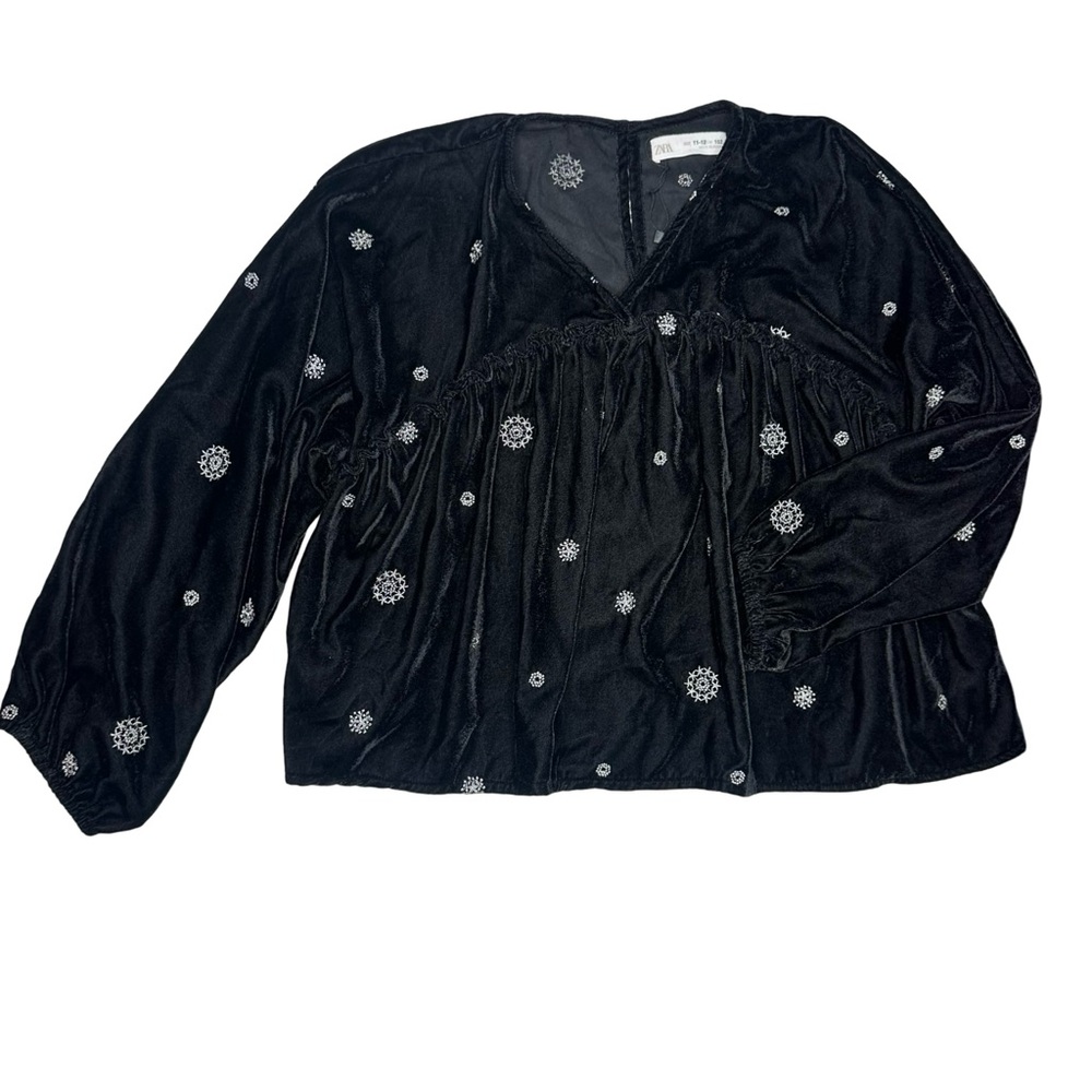 Zara Rhinestone Velvet Blouse